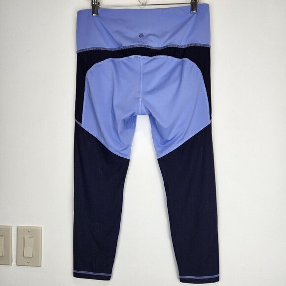 Athleta‎ Cross Train 7/8 Paddle Leggings Womens L Blue Colorblock Athletic - Picture 2 of 9